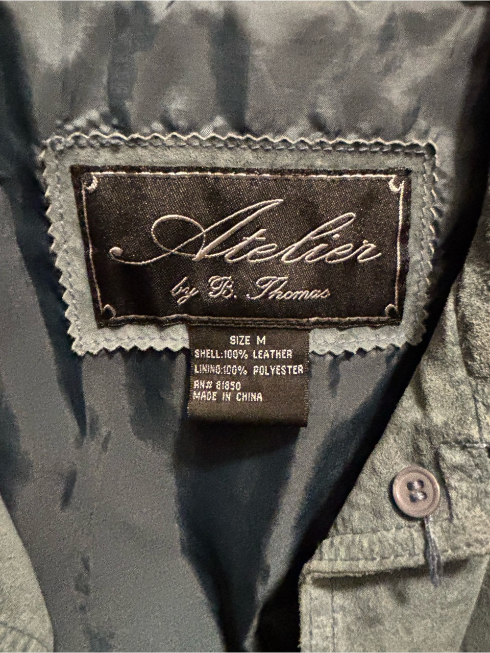 Slate blue women’s vintage leather jacket - Picture 3 of 3